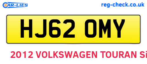 HJ62OMY are the vehicle registration plates.