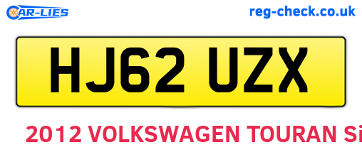 HJ62UZX are the vehicle registration plates.