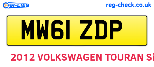 MW61ZDP are the vehicle registration plates.