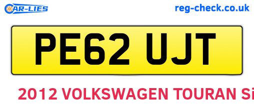 PE62UJT are the vehicle registration plates.