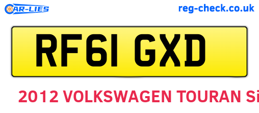 RF61GXD are the vehicle registration plates.