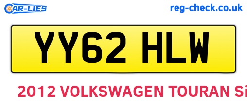YY62HLW are the vehicle registration plates.