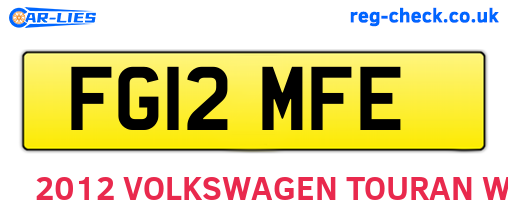 FG12MFE are the vehicle registration plates.