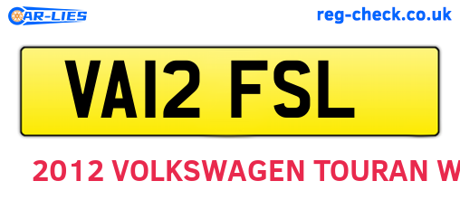 VA12FSL are the vehicle registration plates.