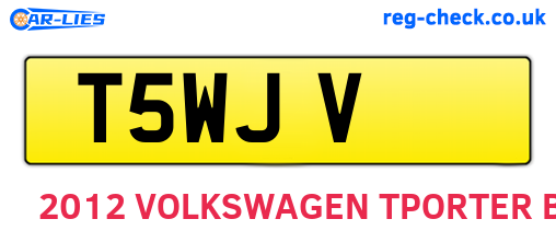 T5WJV are the vehicle registration plates.