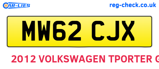 MW62CJX are the vehicle registration plates.