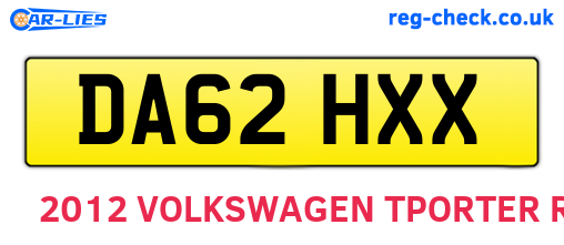DA62HXX are the vehicle registration plates.