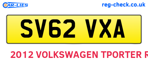 SV62VXA are the vehicle registration plates.