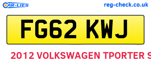 FG62KWJ are the vehicle registration plates.