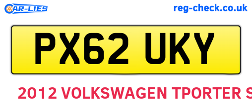 PX62UKY are the vehicle registration plates.