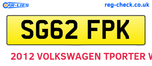 SG62FPK are the vehicle registration plates.