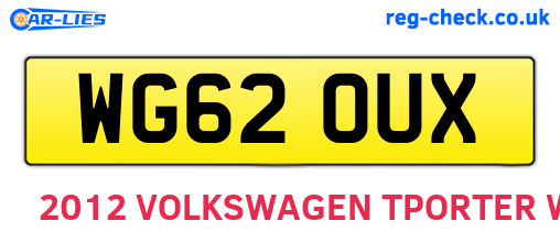 WG62OUX are the vehicle registration plates.
