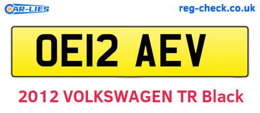 OE12AEV are the vehicle registration plates.