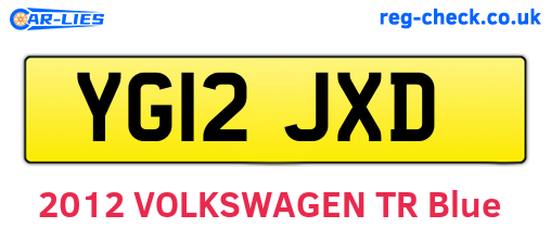 YG12JXD are the vehicle registration plates.