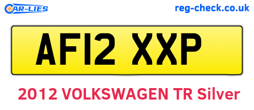 AF12XXP are the vehicle registration plates.