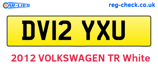 DV12YXU are the vehicle registration plates.