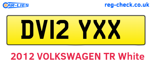 DV12YXX are the vehicle registration plates.