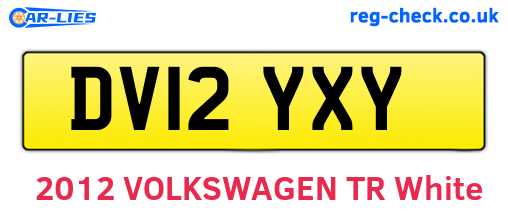 DV12YXY are the vehicle registration plates.