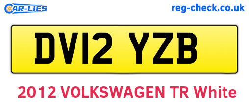 DV12YZB are the vehicle registration plates.