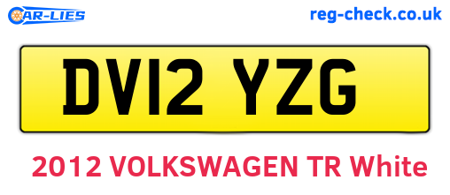 DV12YZG are the vehicle registration plates.