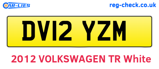 DV12YZM are the vehicle registration plates.