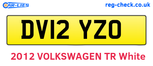 DV12YZO are the vehicle registration plates.