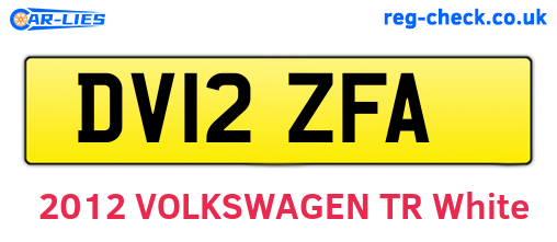 DV12ZFA are the vehicle registration plates.