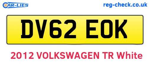 DV62EOK are the vehicle registration plates.