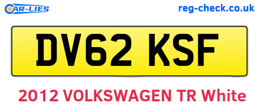 DV62KSF are the vehicle registration plates.