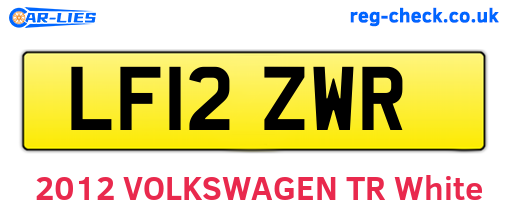 LF12ZWR are the vehicle registration plates.