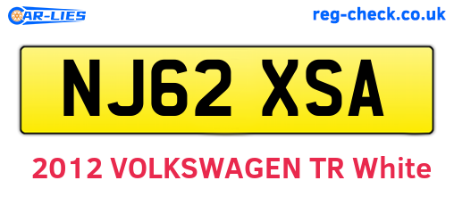 NJ62XSA are the vehicle registration plates.