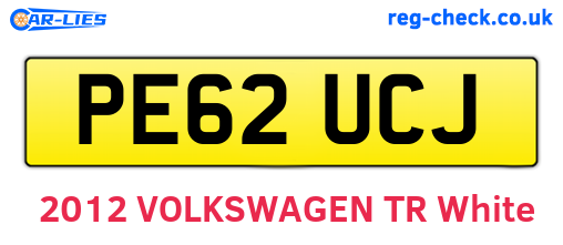 PE62UCJ are the vehicle registration plates.
