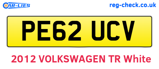 PE62UCV are the vehicle registration plates.