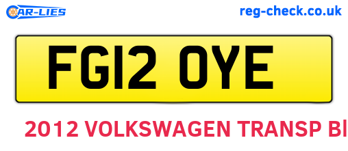FG12OYE are the vehicle registration plates.