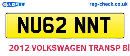 NU62NNT are the vehicle registration plates.