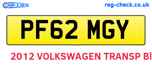 PF62MGY are the vehicle registration plates.