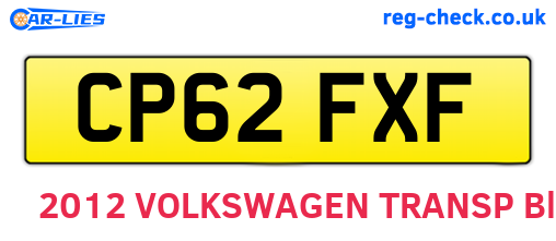 CP62FXF are the vehicle registration plates.