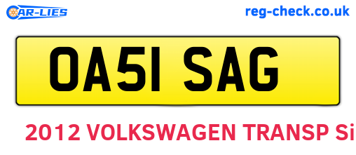 OA51SAG are the vehicle registration plates.