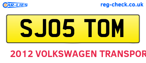 SJ05TOM are the vehicle registration plates.