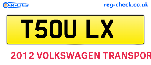 T50ULX are the vehicle registration plates.