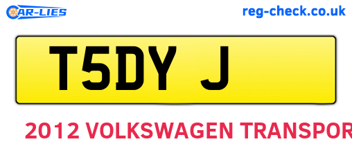 T5DYJ are the vehicle registration plates.