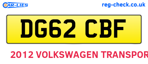 DG62CBF are the vehicle registration plates.