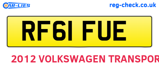 RF61FUE are the vehicle registration plates.