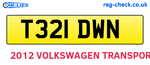 T321DWN are the vehicle registration plates.
