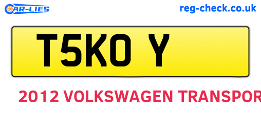 T5KOY are the vehicle registration plates.