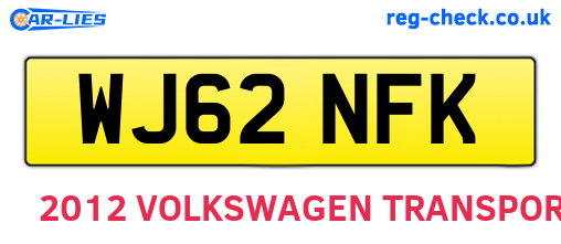 WJ62NFK are the vehicle registration plates.