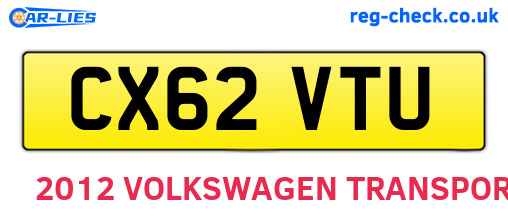 CX62VTU are the vehicle registration plates.