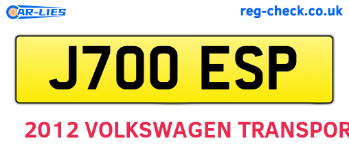 J700ESP are the vehicle registration plates.
