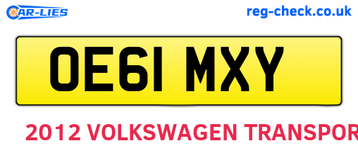 OE61MXY are the vehicle registration plates.