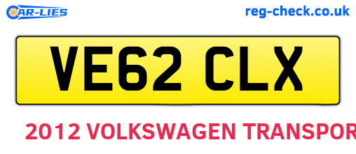 VE62CLX are the vehicle registration plates.